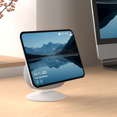 HomeMount Verstellbarer Ständer für Show 11 & Show 8 (Version 2025) – Tisch Display-Halter mit Neigung und Magnetbasis, kompatibel mit iPhone 12 für Zuhause & Büro (Weiß)