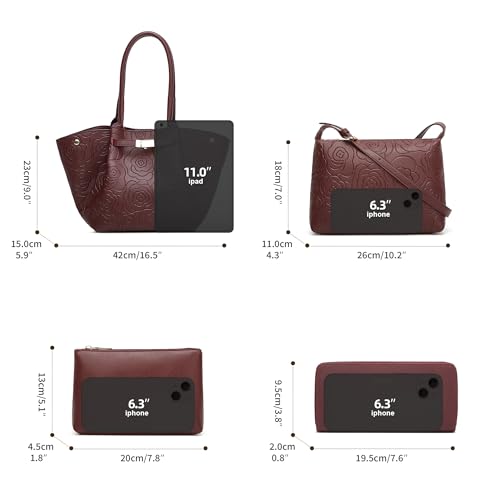 Image of Women Fashion Handbags Wallet Tote Bag Shoulder Bag Top Handle Satchel Purse Set 4pcs