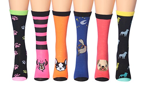 Tipi Toe Women's 12-Pairs Value Pack Dog Novelty Animal Design Socks, Wc54-Ab #TOP3