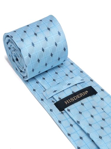 Image of HISDERN Mens Ties Plaid Tie and Pocket Square Set Classic Woven Formal Checkered Neckties & Handkerchief Wedding Party
