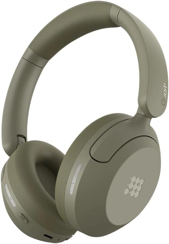 Cubitt Power Headphones with Hybrid ANC | Bluetooth 5.4 Over-Ear Headphones with 60H Playtime, 4 Mics, Auto-Pause, Transparency Mode, Low Latency, Foldable Design, USB-C Fast Charging - Deep Burgundy