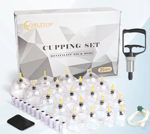 Kit de 20 cupping ventouses hijama pour massage avec pistolet et notice en français