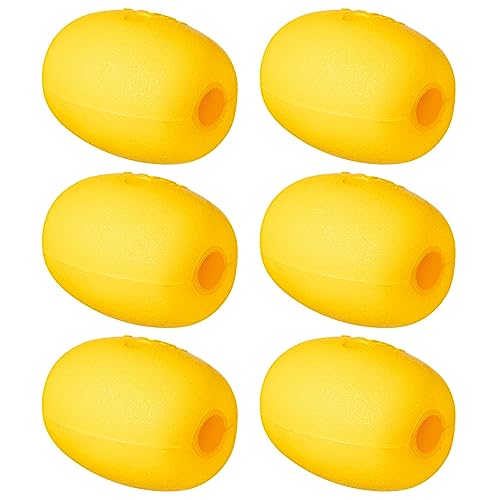 Poen 6 Pcs Buoys Float Rope Floats Marine, 4" x 3", 4/5" Hole Deep Water Fishing Marker Buoys Anchor for Boat Swimming Pool Kayak Trail Dock Crabbing Skiing Marine, Yellow