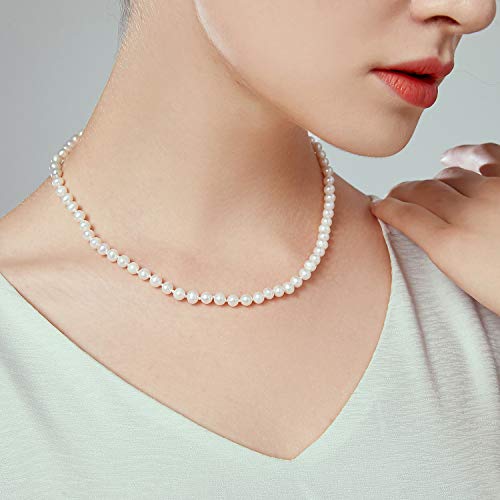 JORA Classic Pearl Necklace 7.5-8mm White Freshwater Cultured Pearls Neklace in Princess Length 18 inch for Women - Thumbnail 2