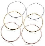 Besteel 3-4 Pairs Stainless Steel Mens Womens Hypoallergenic Large Hoop Earrings Sets for Women 40-60mm
