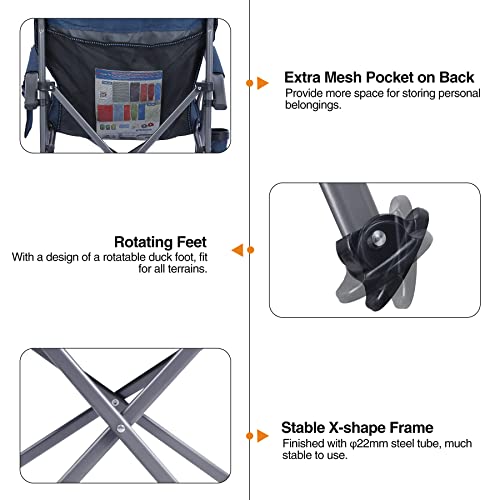 Redcamp Oversized Camping Chairs For Adults 2 Pack, Comfortable Heavy Duty Folding Lawn Chairs For Big And Tall Person, Portable Quad Army Chairs For Outdoor Fishing Hunting, Blue #TOP4