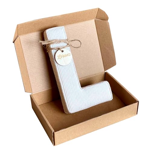 Corduroy Letter Blocks with Wooden Circles for Toddler Decor