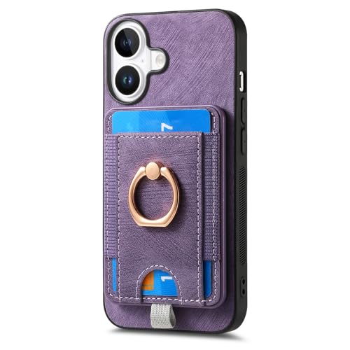 Coque iPhone 17 antichoc amovible avec etui portefeuille magnetique cuir violet