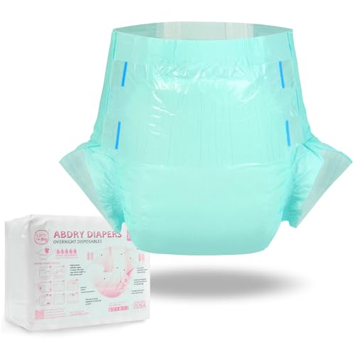 Image of Littleforbig Adjustable Tapes Adult Diaper 10 Pieces - ABDry Ultra Absorbent Diapers 6500 mL Green (Medium 28 inch-38 inch)