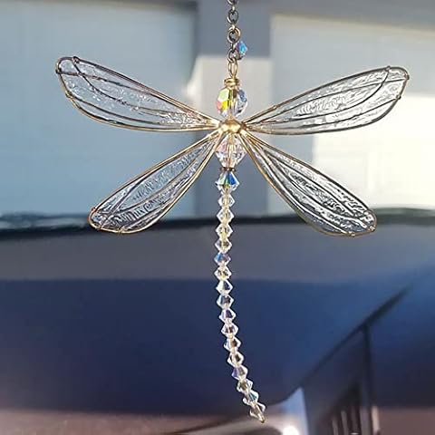 gofidin Dragonfly Suncatcher Wind Chimes Transparent Crystal Pendant Home Garden Window Hanging Decorations Metal Ornaments Cover