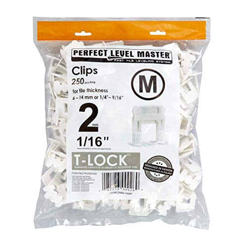 T-Lock ™ 1/16" (2Mm) 100 Clips" Perfect Level Master ™ Professional" Anti Lippage" Tile Leveling System - (Spacers Only), Red Wedges Not Included And Sold Separately! (1) #TOP7