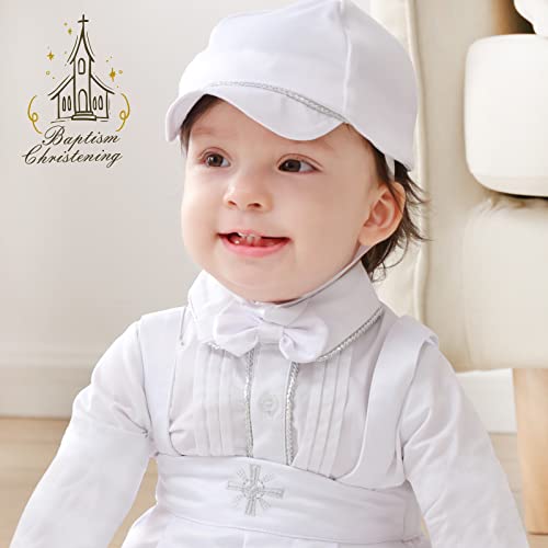 Booulfi Baby Boys Clothes Baptism Outfits For Boys Gentleman Suits With Dress Shirt Bowtie Suspender Pants Hat #TOP7