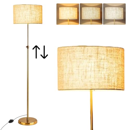 Lampadaire moderne salon douille E27 avec abat-jour lin