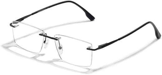 SAM AND MARSHALL AERIS Rimless Eyeglass I Rectangle Shape I Light Weight Frame I Prescription Friendly I Metal Built I Men...