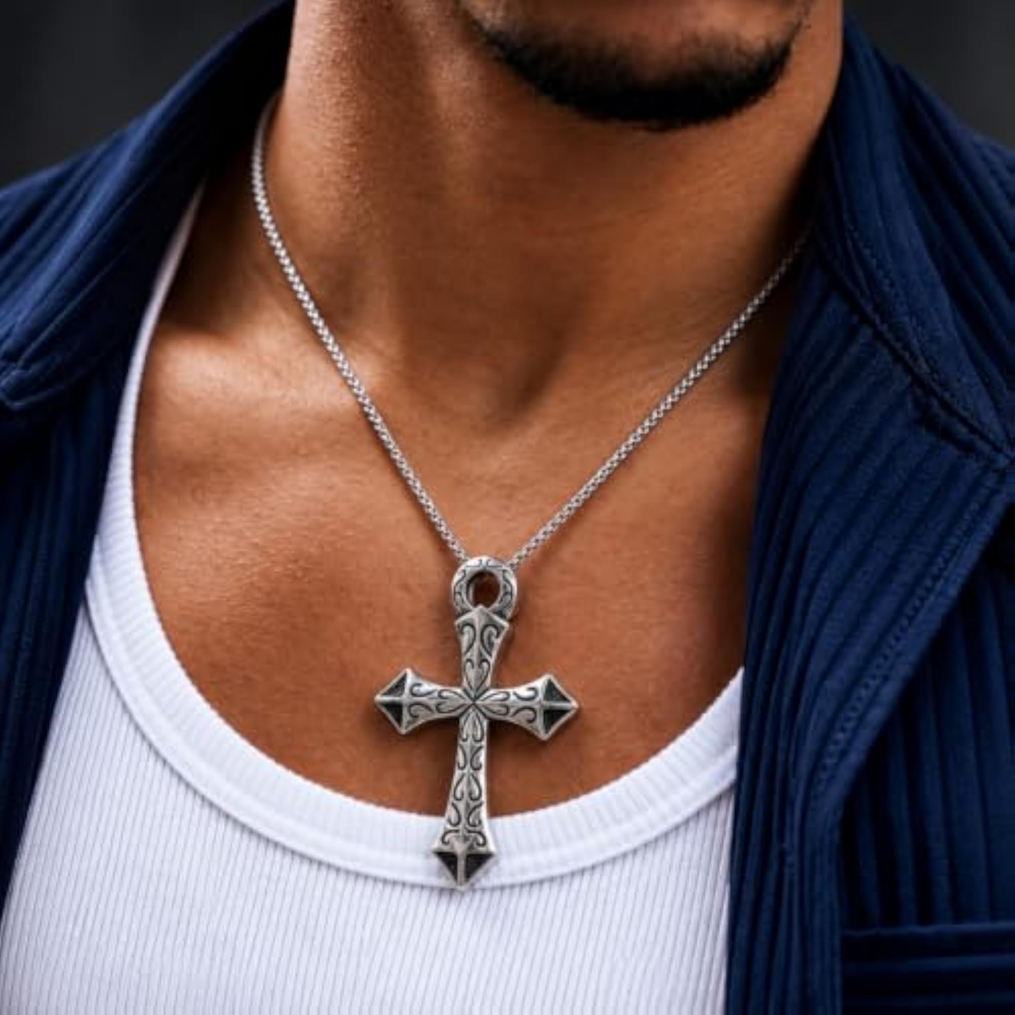 Men's Gothic Relic Cross Titanium Steel Pendant Necklace