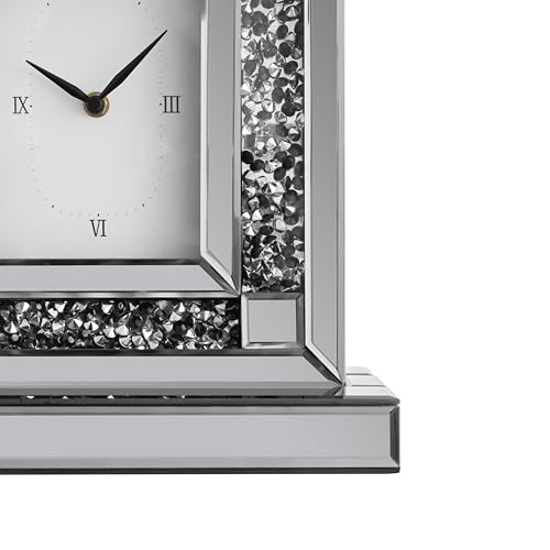 image for SHYFOY Crystal Desk Clock, Crush Diamond Mirrored Square Table Clock, 