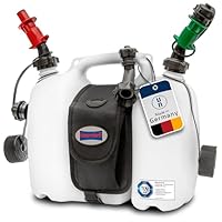 hünersdorff 804962 PROFI Doppelkanister / Kombikanister für Kraftstoff und Öl mit Satteltasche und zwei Einfüllsystemen, 6 + 3 Liter, UN-Zulassung, Made in Germany, Weiß, natur