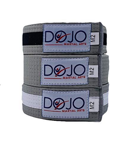 Dojo Kids Lightweight Bjj Belt Childs Ranked Jiujitsu Belt Boys Girls Green Grey Yellow Orange M0 M2 M4 (M4, Yellow/White) #TOP3