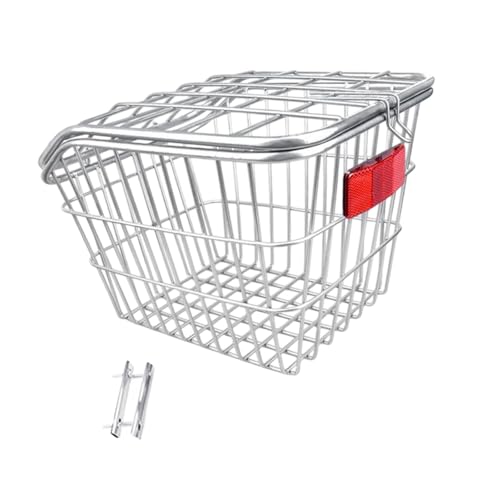 Zxpjkyu Rear Bike Basket Biking Rack Convenient Assemble Sturdy Iron Bicycle Cargo Container Kids Adults for Riding Accessory, Silver