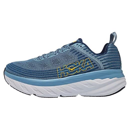 HOKA ONE ONE Men's Bondi 6 Running Shoes, Lead/Majolica Blue, 9.5 D(M) US