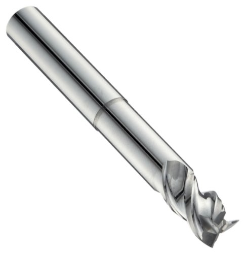 Niagara Cutter N57940 Carbide Square Nose End Mill, Long Length/Reach, Uncoated (Bright) Finish, Roughing/Finishing Cut, 45-Degree, 3-Flute, 4" OAL, 0.375" Cut Diameter, 0.375" Shank Diameter