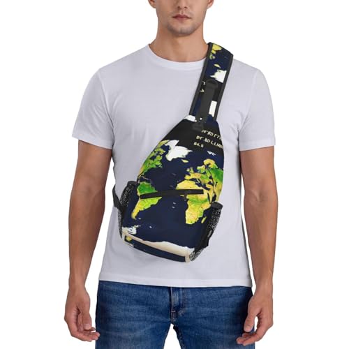 Mochila cruzada con estampado de mapa mundial para senderismo miniatura 7