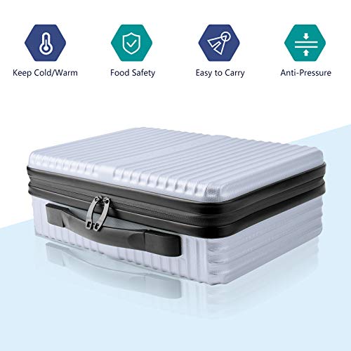 Jiesi Portable Cooler Bag, Cooler Box For Beer, Travel Cooler, Insulated Slim Cooler,Slim Iceless Cooler - Silver, Dimensions 14.2In X 9.8In X 4.7In (L X W X H) #TOP5