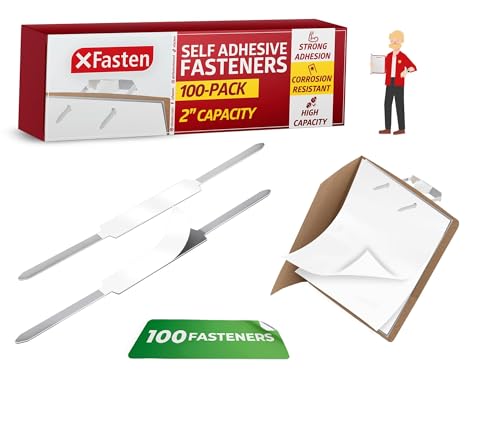 Xfasten XF-SAF-2.8P100 Self Adhesive Fasteners 2 Inch Capacity (100-Pack) Strong Adhesion Premium File Prong Fasteners 2 Inch cover