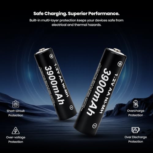 Image of Simpex AA 3900mAh Rechargeable Batteries, Ready to use and Comes with the Pack of 4 (Black Edition)