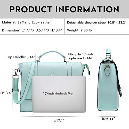 EaseGave Briefcase for Women,17 Inch Multi-Pocket Laptop Messenger Bags Computer Bags for Work Business Travel,green-17Inch