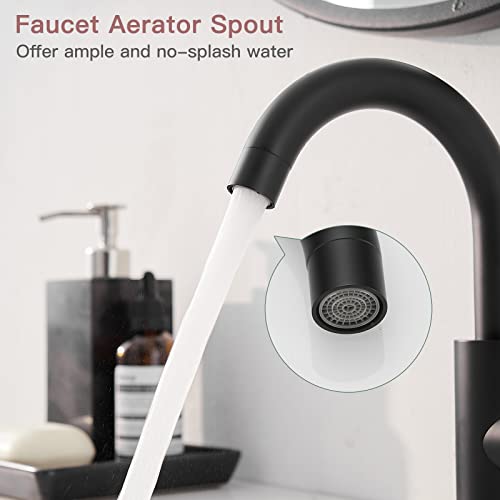 Homevacious Bar Sink Faucet Single Hole,Matte Black Bathroom Faucet,Modern Mini Kitchen Sink Faucet, Single Handle Rv Vanity Wet Bar Sink Faucet With 360 Swivel Spout And Deck Plate #TOP2