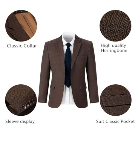 Men's Herringbone Tweed Suits 2 Piece Wedding Business Casual Suit Tuxedo Jacket Pants2