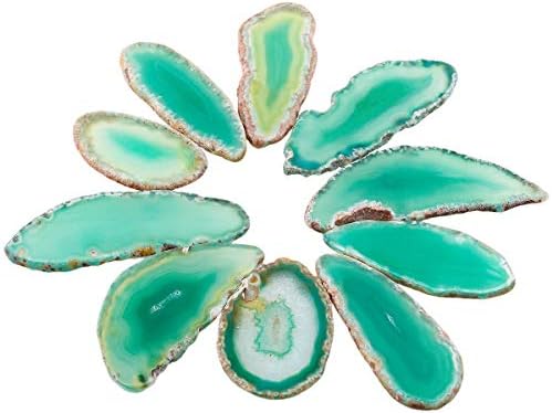 Nupuyai 10 pcs Multicolour Undrilled Agate Light Table Slices, Irregular Polished Geode Agate Slab Cards for Home Wedding Party Decor