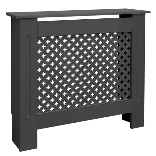 ECD Germany Cubierta para Radiador Diseño Nido de Abeja 78 x 19 x 82 cm Antracita Cubreradiadores Panal de MDF Lacado Cubre Calefacción Tapa para Estufa de Pared Estante Mueble Rústico Acabado Mate