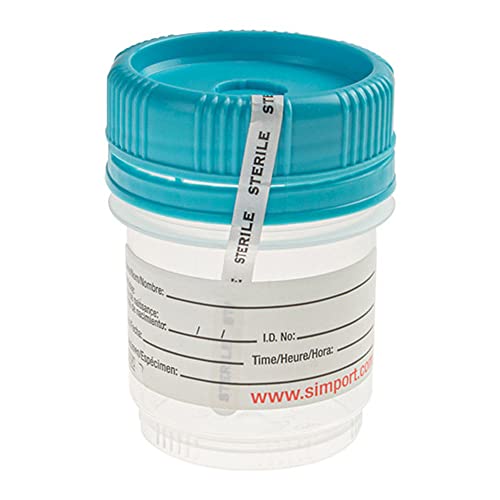 Image of Simport SpecTainer I C566-120Y Polypropylene Tamper Evident Urine Container, Non-Sterile, Yellow Cap with Tamper Evident Closure, 120ml Volume (Case of 300)