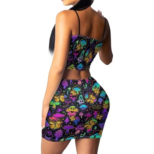 Image of 2025 Sexy Spaghetti Strap Crop Tops and Bodycon Skirt Casual 2 Piece Set S-4XL