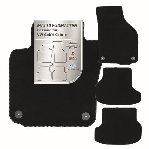 MAT10 – Auto-Fußmatten passend für VW Golf 6 Cabrio (BJ 06/2011 - 03/2016, Typ 5K1) aus Velours | 4-teiliges Automatten Set | langlebige Erstausrüsterqualität, Made in Germany MAT10 – Auto-Fußmatten passend für VW Golf 6 Cabrio (BJ 06/2011 - 03/2016, Typ 5K1) aus Velours | 4-teiliges Automatten Set | langlebige Erstausrüsterqualität, Made in Germany