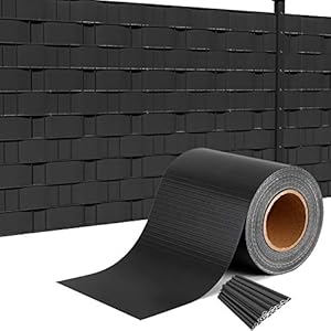 HENGMEI Pvc zichtbeschermingsstrips, 65m x 19cm, met 30 stuks bevestigingsclips, zichtwerende folie, windscherm, voor…