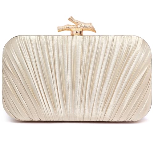 Purses for Women Evening Bag Handbags Formal Pleated Clutch Bag with Chain for Prom Wedding Party Black-tie affairs