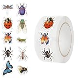 500Pcs Insect Stickers,1 Inch Reward Stickers in 10 Patterns,Cartoon Decal Rolls Self Adhesive Seals Water Bottle Scrapbook (Insect)