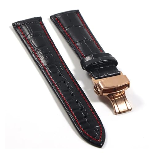 Bracelet de montre en cuir de vache véritable résistant avec boucle en acier 24mm