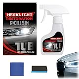 180ml Scheinwerfer Aufbereitung Flüssigkeit Set,Auto Scheinwerfer Politur Spray für Reinigt Poliert Vermattete Vergilbte,Autoscheinwerferpolitur,Headlight Restoration Kit mit Handtuch und Schwamm