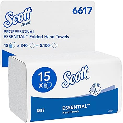 Scott Essential Interfold Hand Towels 6617 - V Fold Paper Towels - 15 Packs x 340 Paper Hand Towels (5,100 total)