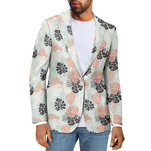Men's Polynesian Sports Coat Casual Blazer Formal Suit Jacket Welt Pockets Tahitian Ethnic Tropical Island Pattern