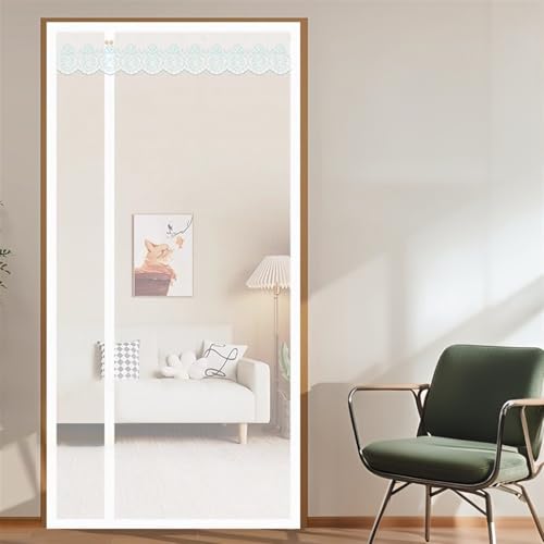 Wokuaile Magnetic Screen Door, Fit Door Size 49 x 94 in, Reversible Left Right Side Opening Heavy Duty Fiberglass Net Curtain White
