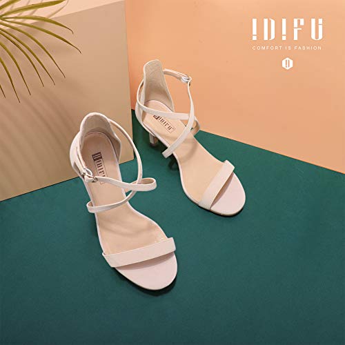 Idifu Women's Alva Cross Strappy Open Toe Dressy Sandals Ankle Strap High Heel Bridal Bridesmaid Evening Party Prom Heeled Shoes (Nude Nubuck, 9 M Us) #TOP3