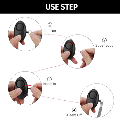 Image of Personal Alarm for Women 140DB Emergency Self-Defense Security Alarm Keychain with LED Light for Women Kids and Elders-2 Pack (Black & White)