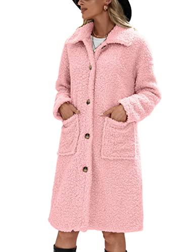 WBYFDC Veste Coupe-vent Pour Femme Longue En Peluche à Simple Boutonnage Automne Hiver Revers Cardigan Manteau Dames Bouton Décontracté Vêtements D'extérieur Chauds Cover