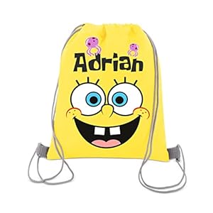 Mochila Infantil Personalizada con Nombre – Mochilas Saco Nevera Mochila Saco Petate Bob Esponja Personalizadas – Mochila de Cuerdas la Vuelta al Cole – Mochila saco infantil Guarderias