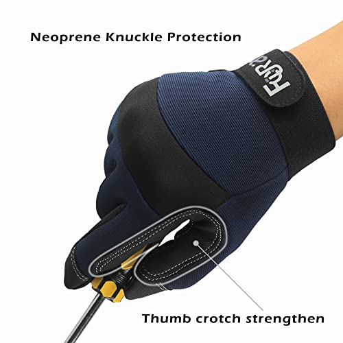 Four-Am Work Gloves Men & Women, Utility Mechanic Working Gloves High Dexterity Touch Screen For Multipurpose,Excellent Grip L #TOP1